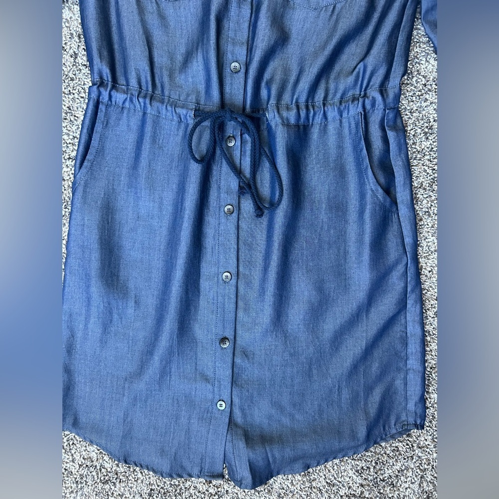 Johnston & Murphy 100% Tencel Blue Jumper Shirt Dress size XS - Picture 8 of 13